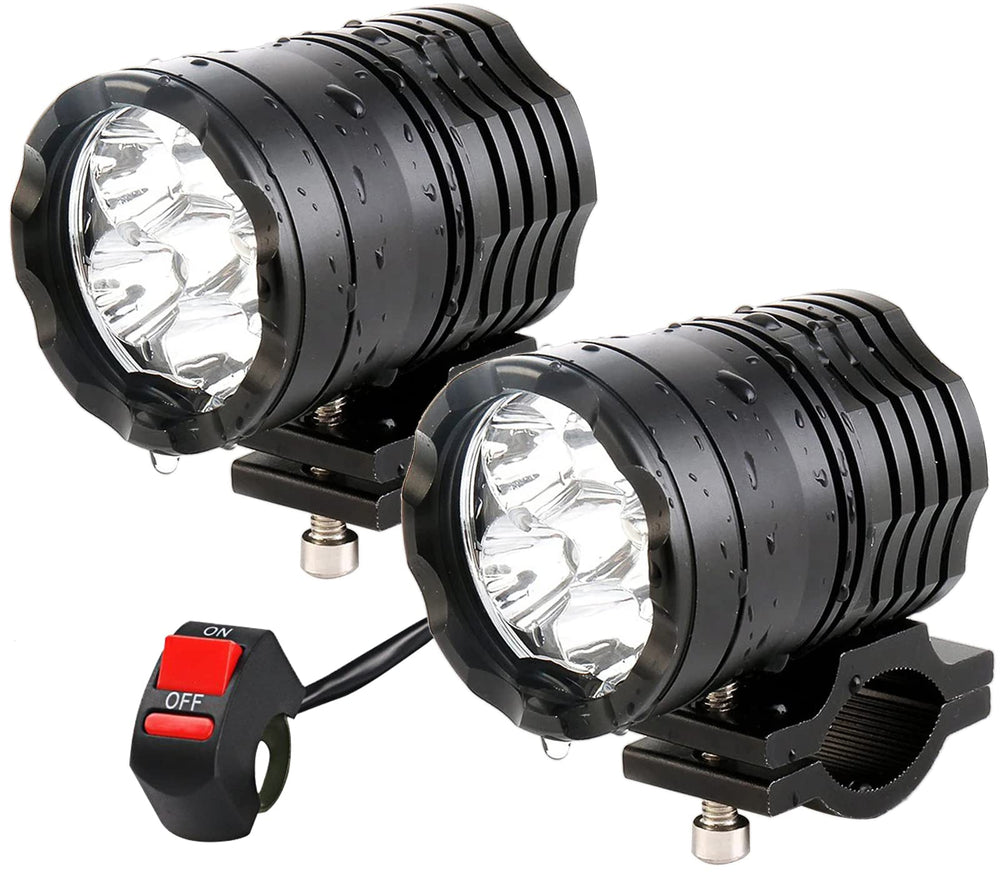 PAKRYS motorcycle driving light front view with 6 beads for bright illumination
