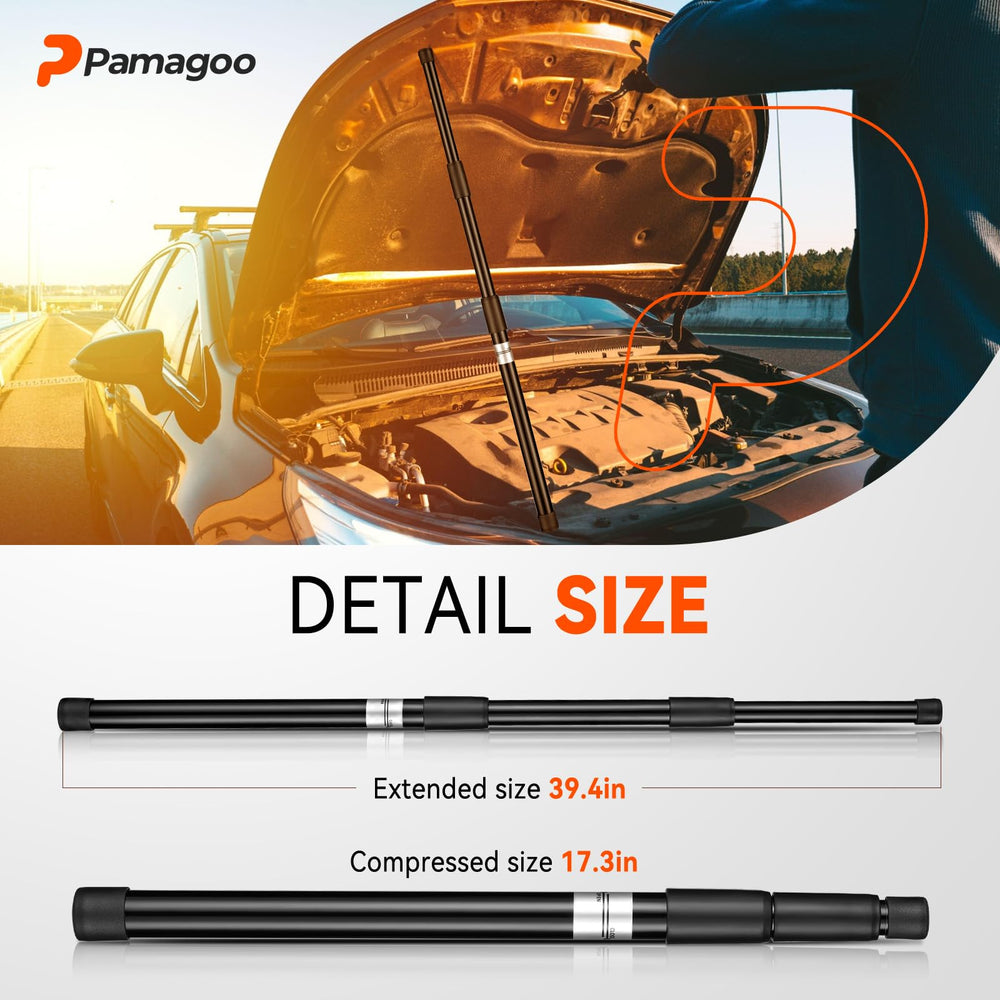 PAMAGOO engine telescopic hood pro rod retracted for compact storage after use