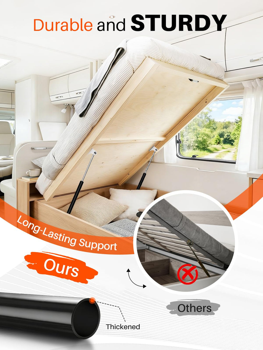 Pamagoo heavy-duty lid gas struts ensuring smooth opening and durable performance.
