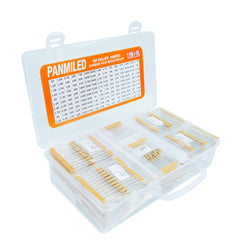 PANMILED DIY electronics project with assorted values and labels