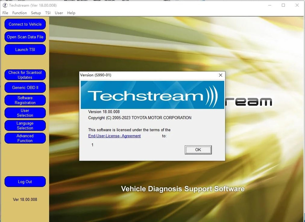 PARANNIC Mini VCI cable in use with TIS Techstream in a workshop