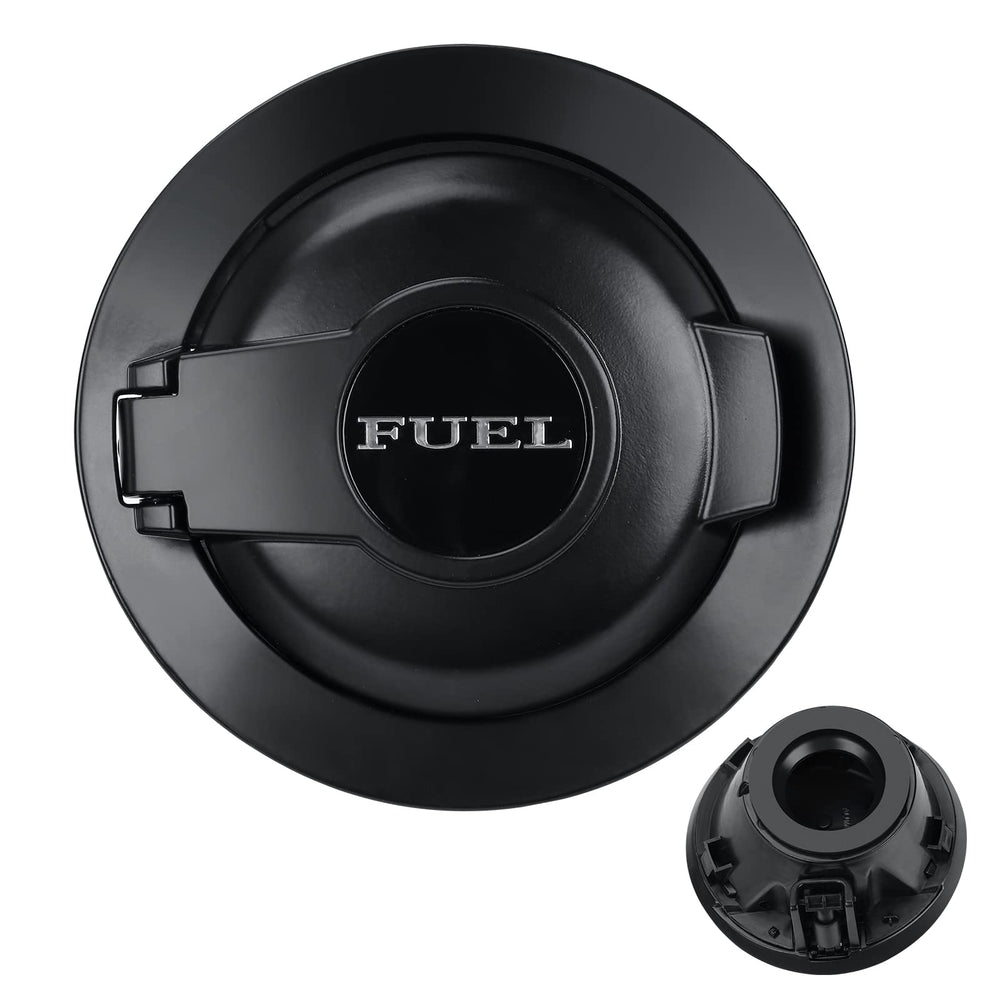 Parfyter fuel filler door in matte black enhances exterior with seamless fit.