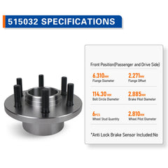 PAROD 515032 wheel hub compatible with multiple Dodge years for versatile use.