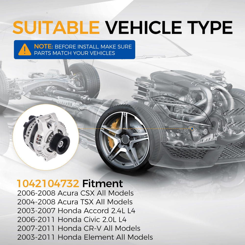 PAROD Acura CSX 2006-2008 alternator showing precise compatibility