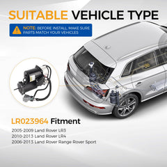 Parod LR023964 air suspension pump rear view, compatible with 6-pin connector systems.