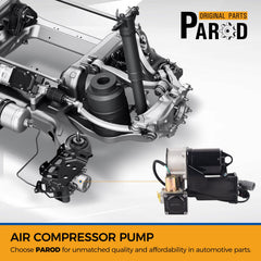 Parod LR023964 air suspension pump side view, rugged housing for durable performance.
