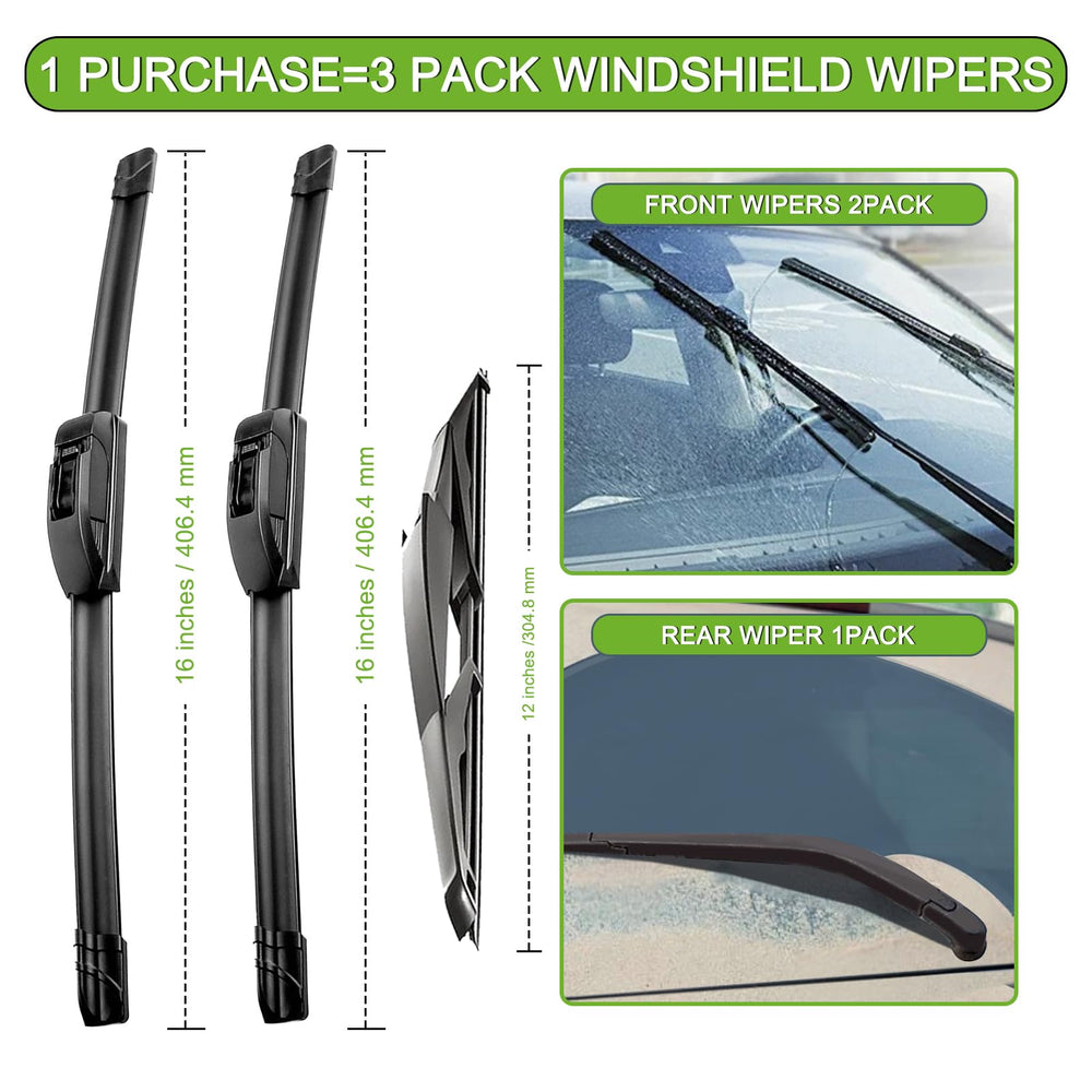 PARRATI wiper set 3-pack for Wrangler, all-season reliability.