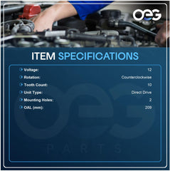 Parts Player OEG starter 12V CCW rotation observed in side profile