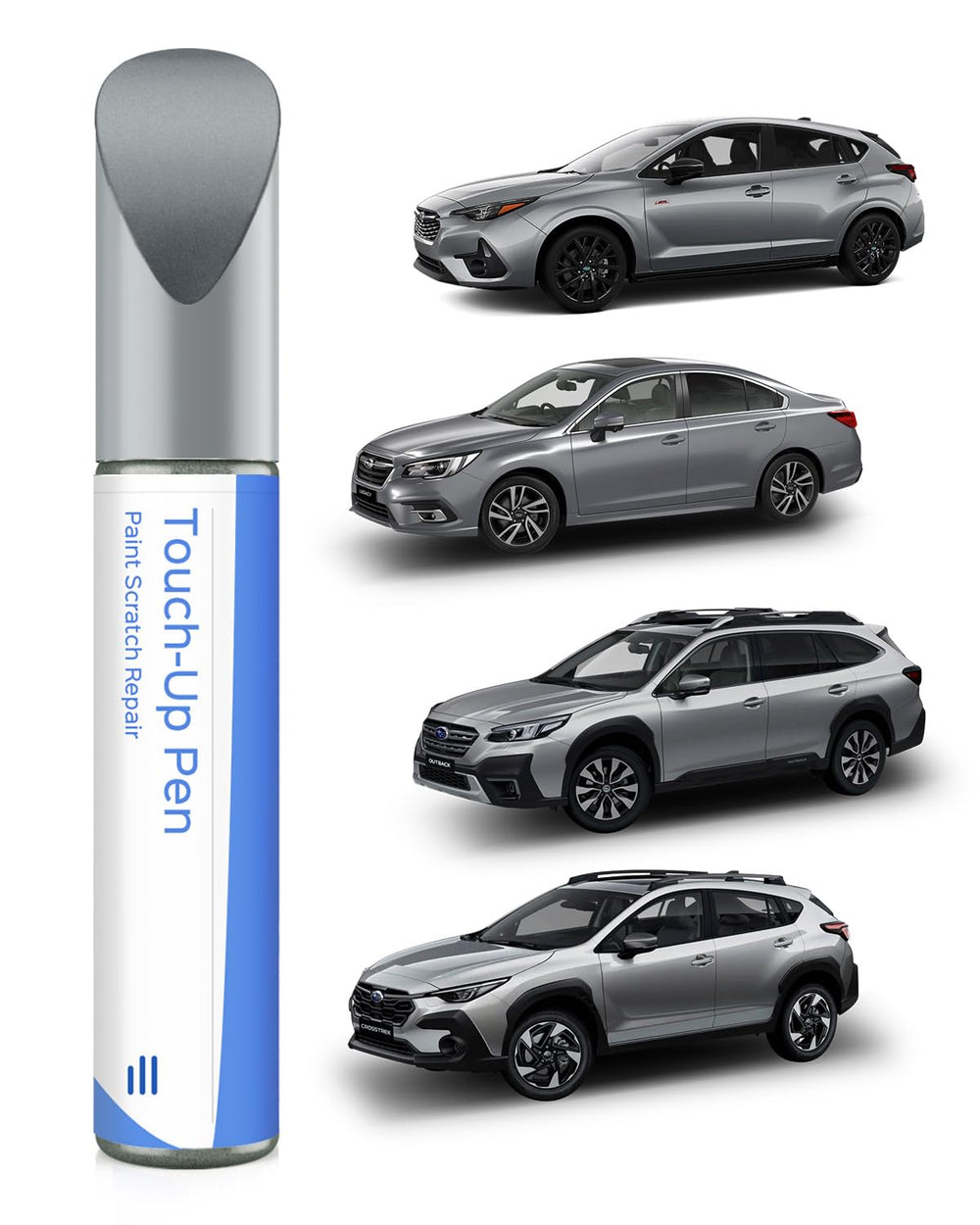 PARTS4EV G1U Ice Silver touch-up bottle showing metallic finish compatibility for Subaru vehicles.