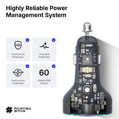 Parts4Star Starlink Mini car adapter 9.8ft DC cable enables flexible installation.