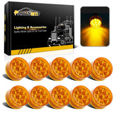 Partsam 2-inch amber LED side marker light with 9 LEDs for high visibility.
