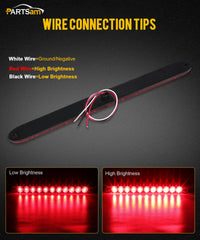 Partsam close-up of 11-diode LED trailer bar showing bright signaling.