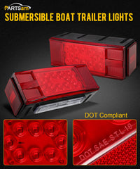 Partsam 12V LED submersible right rectangular trailer light provides clear signaling visibility.