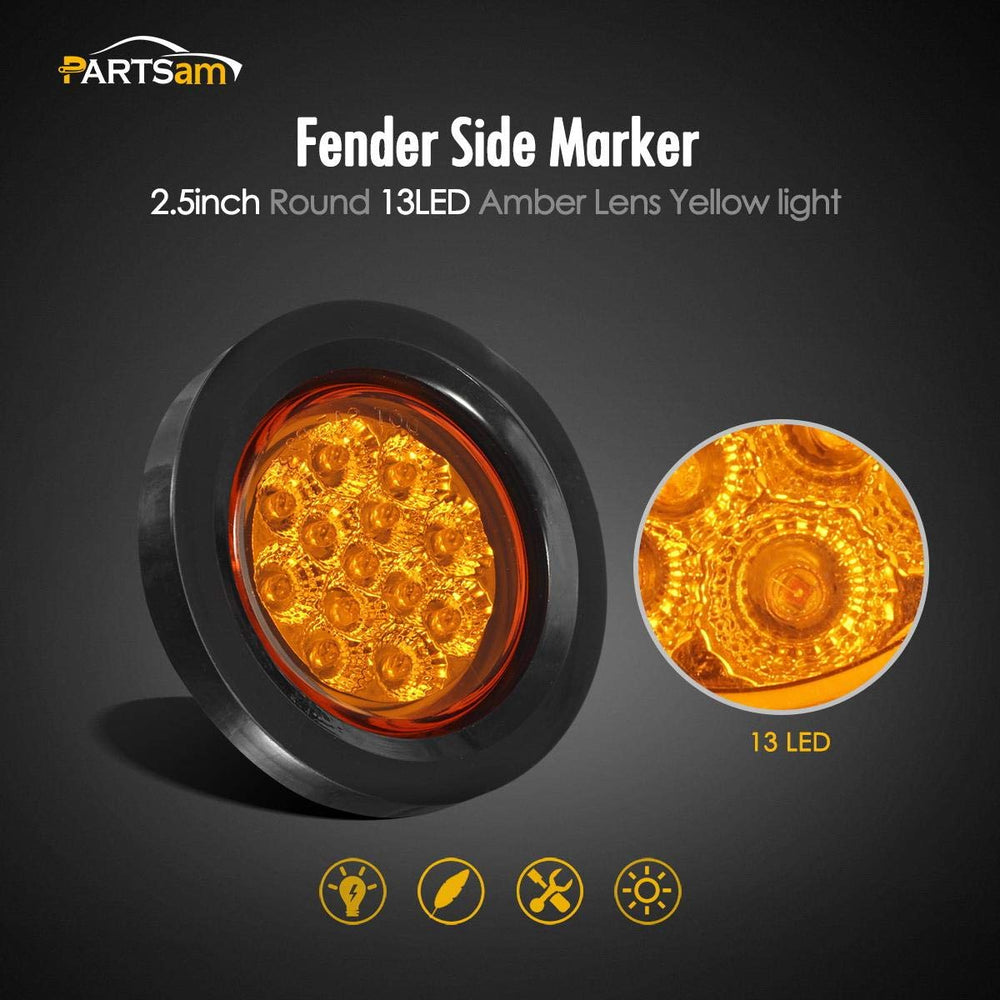 Partsam 13LED round amber marker light with high brightness.