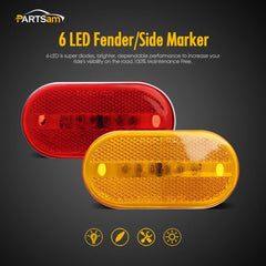 Partsam 14Pcs red rear corner marker light for clear night signaling