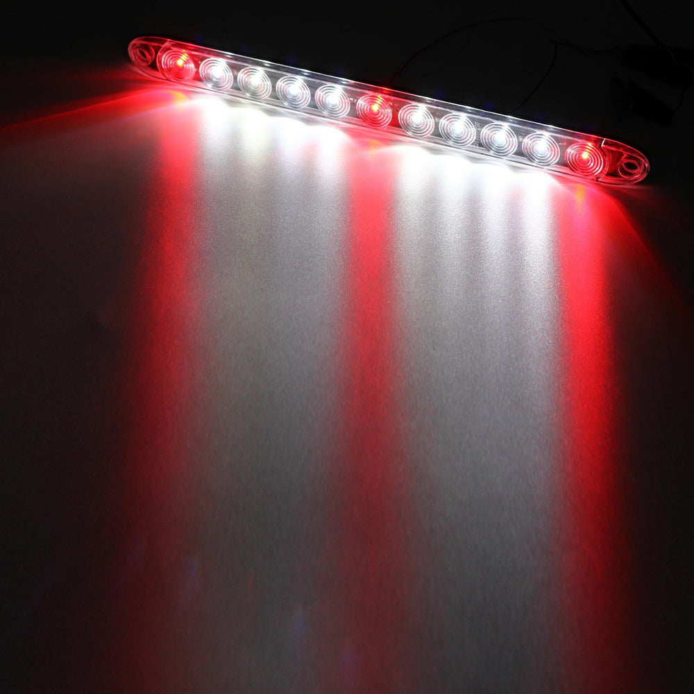 Partsam 15-inch red 3-ID bar waterproof housing for all-weather use.