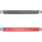 Partsam 17-inch clear-lens tail light front view highlights bright red LEDs for high visibility.