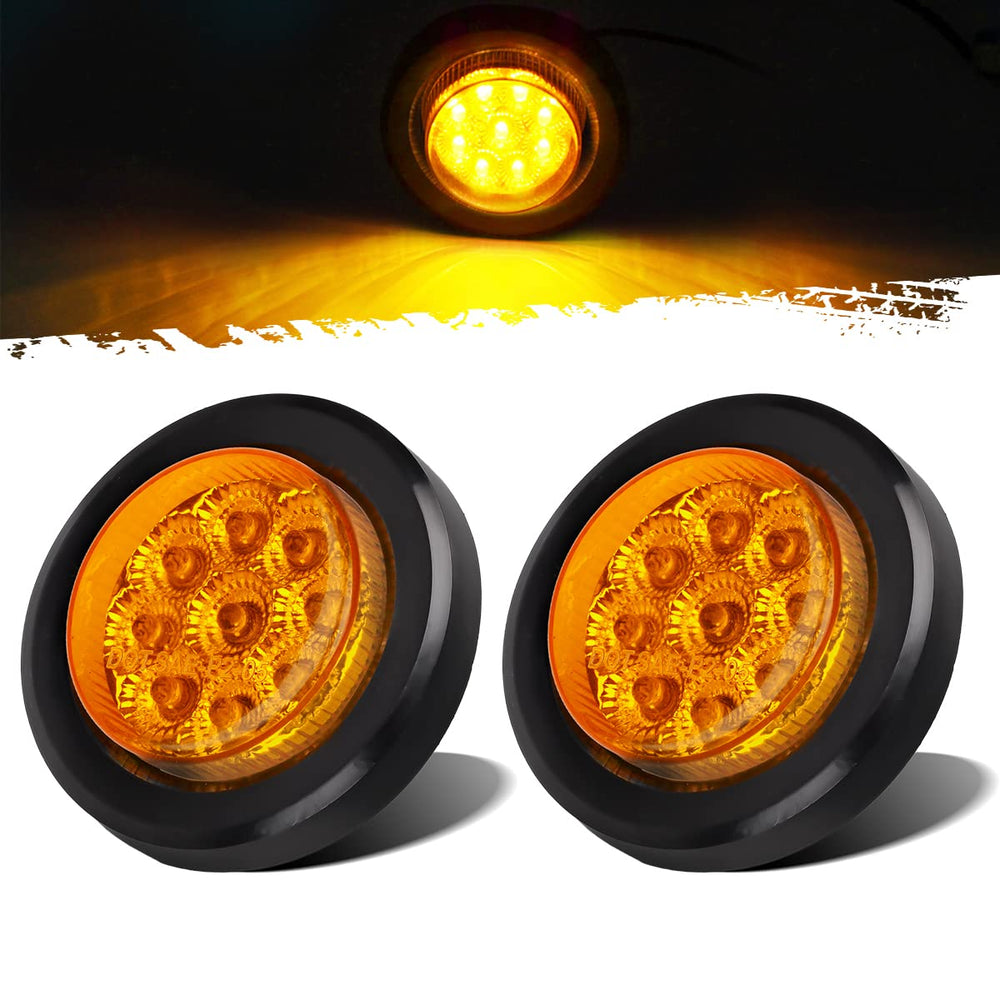 Partsam 2-inch round amber LED marker light with bright amber glow for safer visibility.
