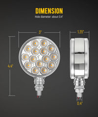 Clear lens detail on Partsam 3-inch dual-face light