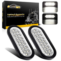 Partsam 2x oval LED backup lights with white lenses for trucks and trailers.
