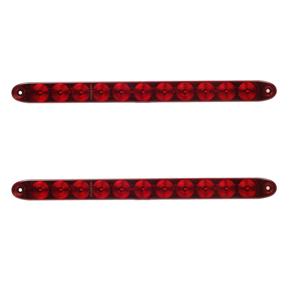 Partsam 2x red 15-inch LED trailer light bars provide full-length trailer signaling.