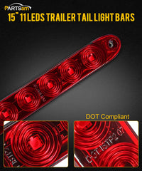 Partsam red 15-inch LED bar side-mount view for flexible installation.