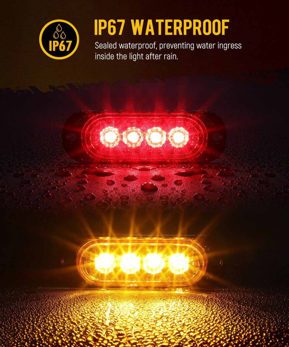 Partsam 3.4-inch amber LED marker light, side view, weather-resistant lighting solution