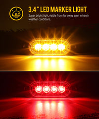 Partsam 3.4-inch red LED marker light, side view, rugged aluminum housing for outdoor use