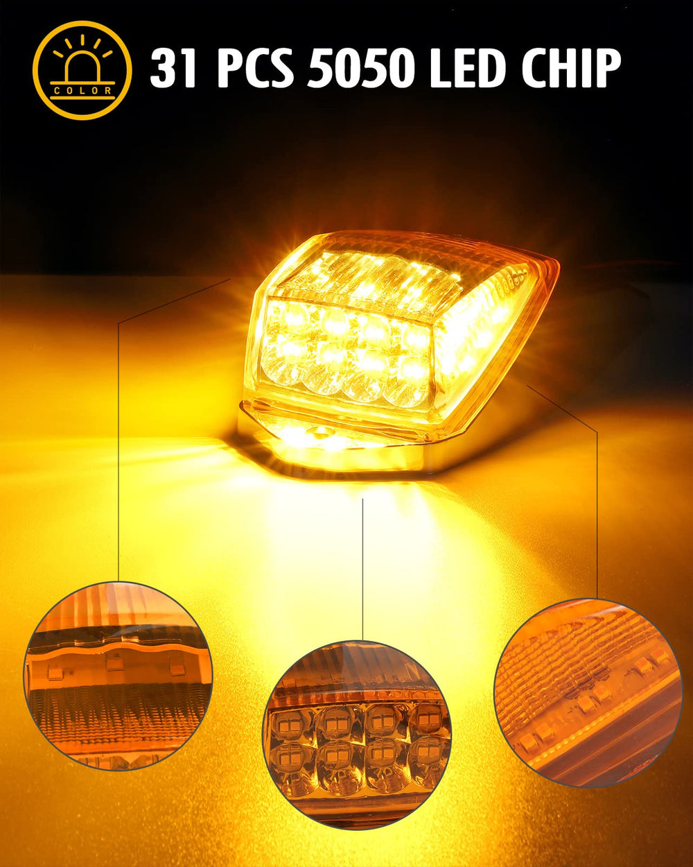 Partsam 31LED amber cab marker light wiring installation with chrome base