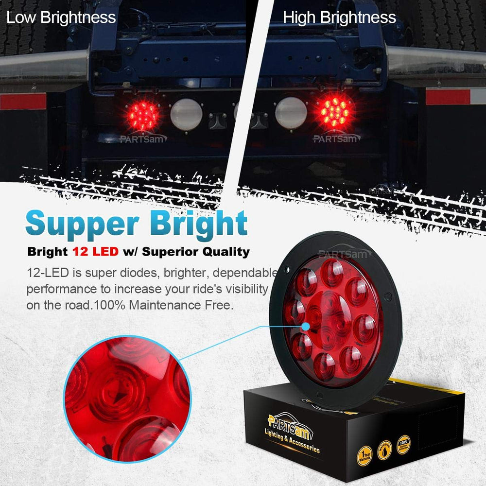 Partsam 4-inch tail brake lamp with acrylic lens resists corrosion.