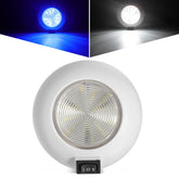 Partsam 4-inch round LED dome light surface mount for RV interiors with blue and white modes.