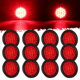 Partsam 4-inch round LED trailer light front view showcasing bright signaling