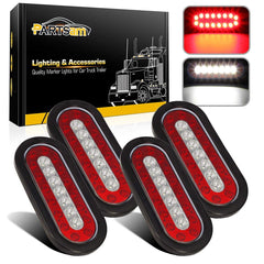 Partsam 4Pcs 6.3-inch oval taillights kit, bright dual-mode LEDs for clear signaling.