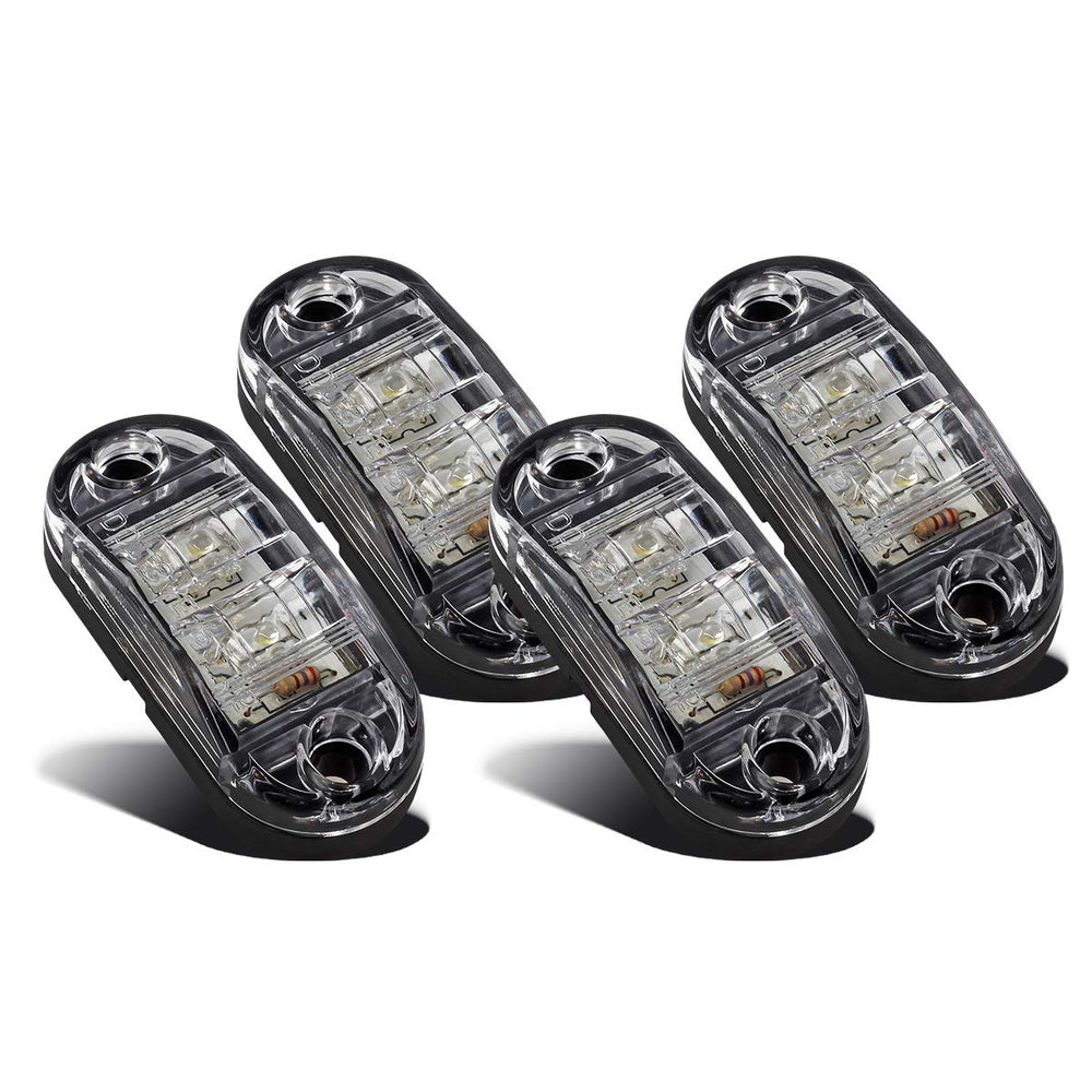 Partsam four 2.5 inch oval LED marker lights with white lens for trailer visibility