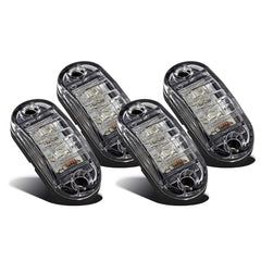 Partsam four 2.5 inch oval LED marker lights with white lens for trailer visibility