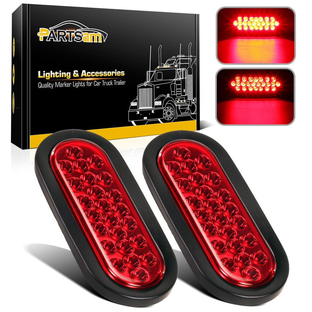 Partsam 6-inch oval red LED tail light with grommet mount for trailers