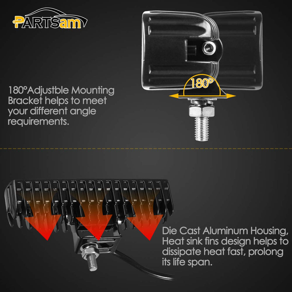 Partsam 6-inch LED light bar beam closeup shows crisp 6500K output