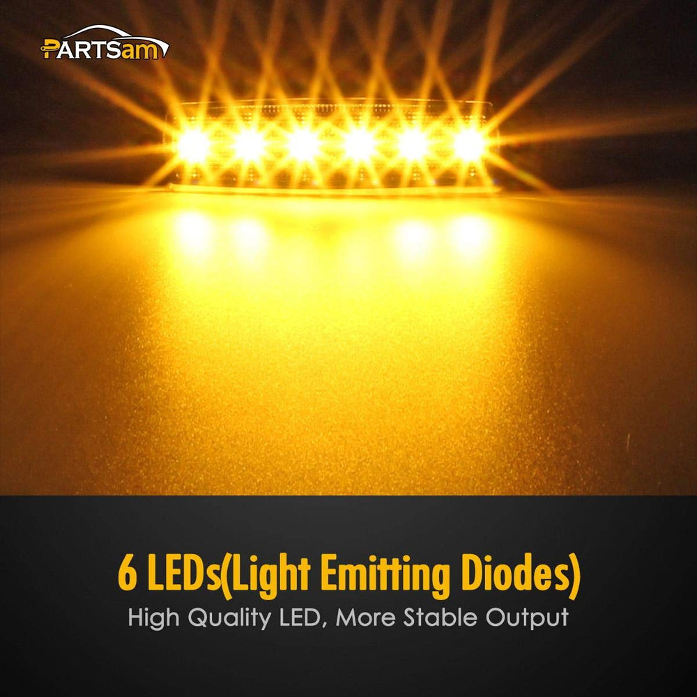 Partsam 6-LED amber light measures 9.6 cm for easy surface mounting.