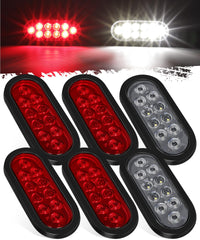 Partsam 6x oval LED tail light, front view, high-visibility braking