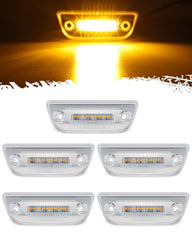 Partsam 9-LED cab light front with clear lens enhances night visibility on Peterbilt trucks.
