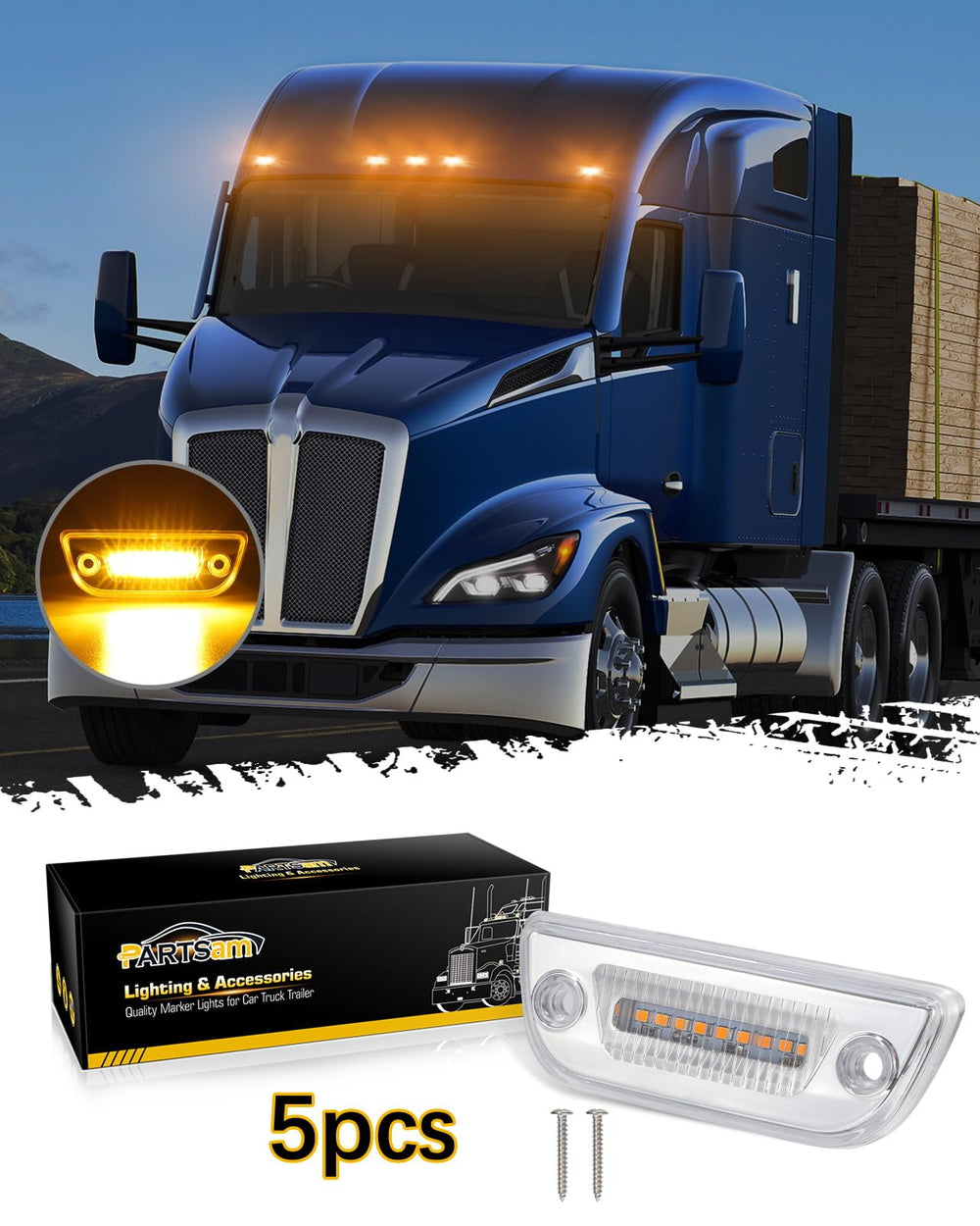 Partsam 9-LED cab light IP65 waterproof housing resists rain and snow.