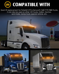 Partsam 9-LED cab light compatible with Peterbilt 579 and heavy trucks.