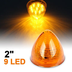 Partsam amber 2in beehive side marker light closeup showing 9 LED diodes