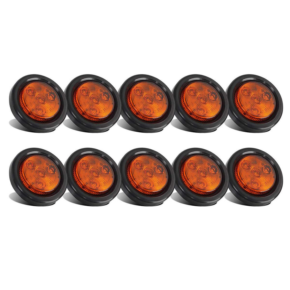 Partsam amber 2in round LED marker light, front view, enhanced trailer visibility
