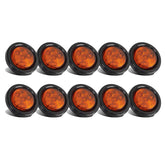 Partsam amber 2in round LED marker light, front view, enhanced trailer visibility