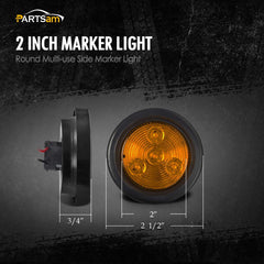 Partsam amber 2in marker light wiring with pigtails for easy install