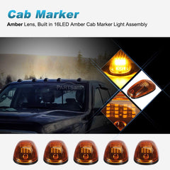 Partsam amber cab light top-roof assembly close-up highlighting design