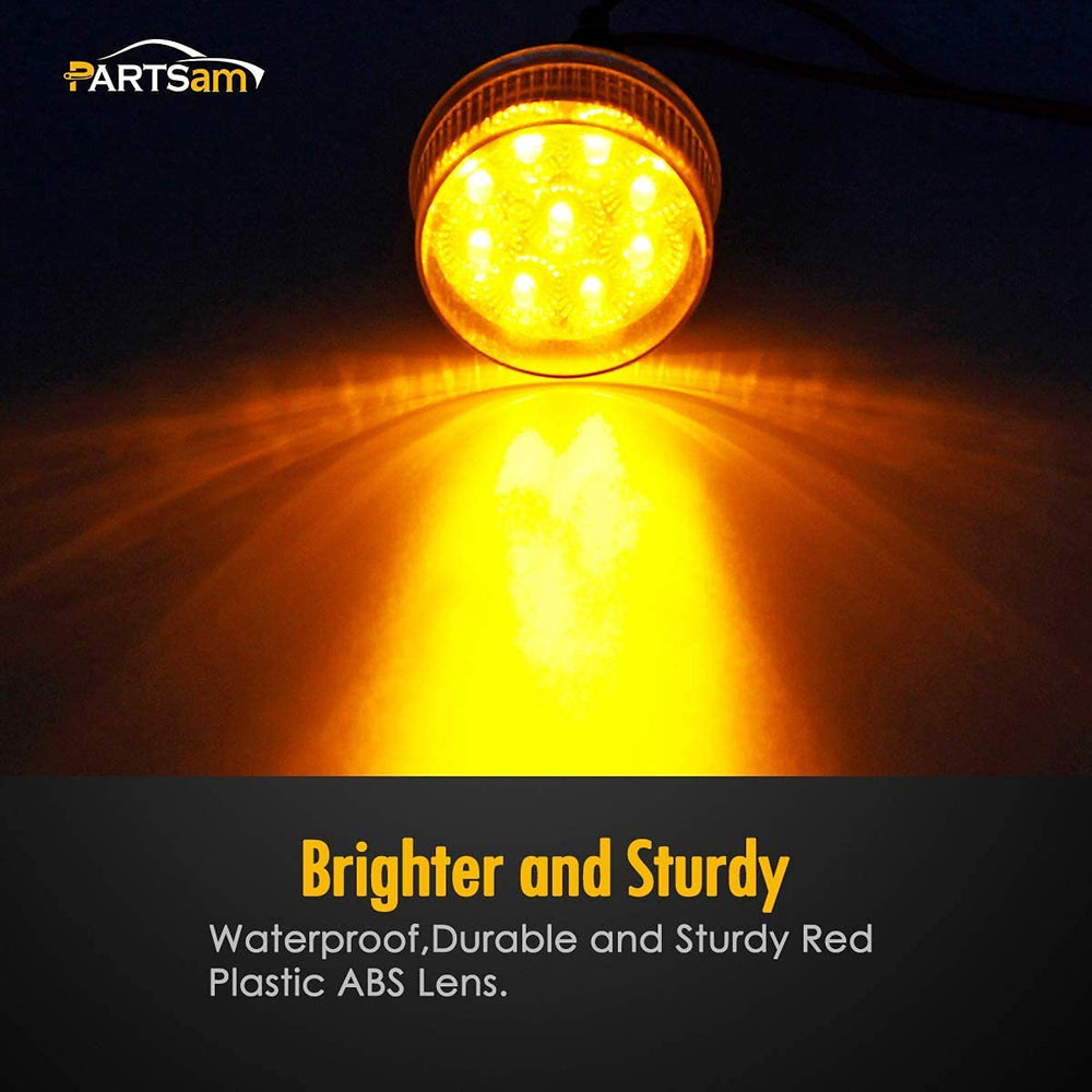 Partsam 2-inch amber LED marker light with grommet and pigtail.