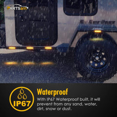 Partsam amber LED light resists shock, dust, and vibration on rugged fleets.