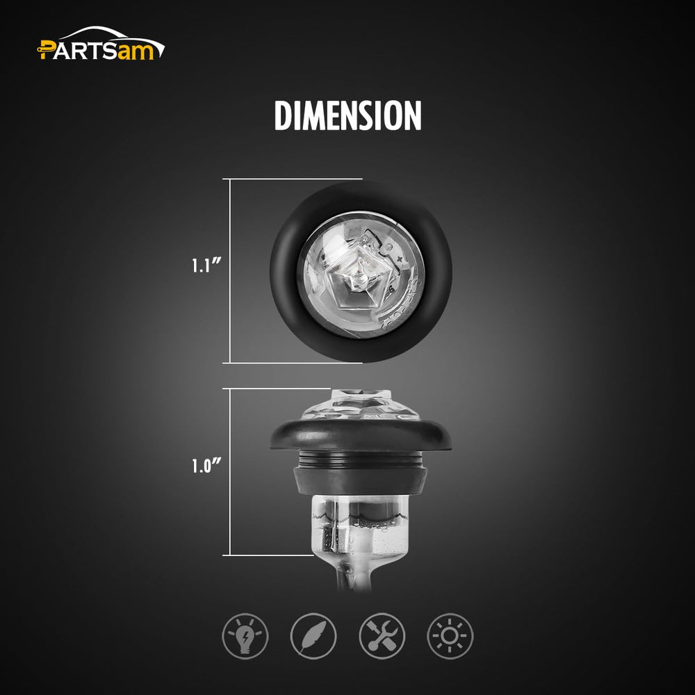 Partsam amber LED side marker 5 suits trailers, trucks, and vans for enhanced signaling.